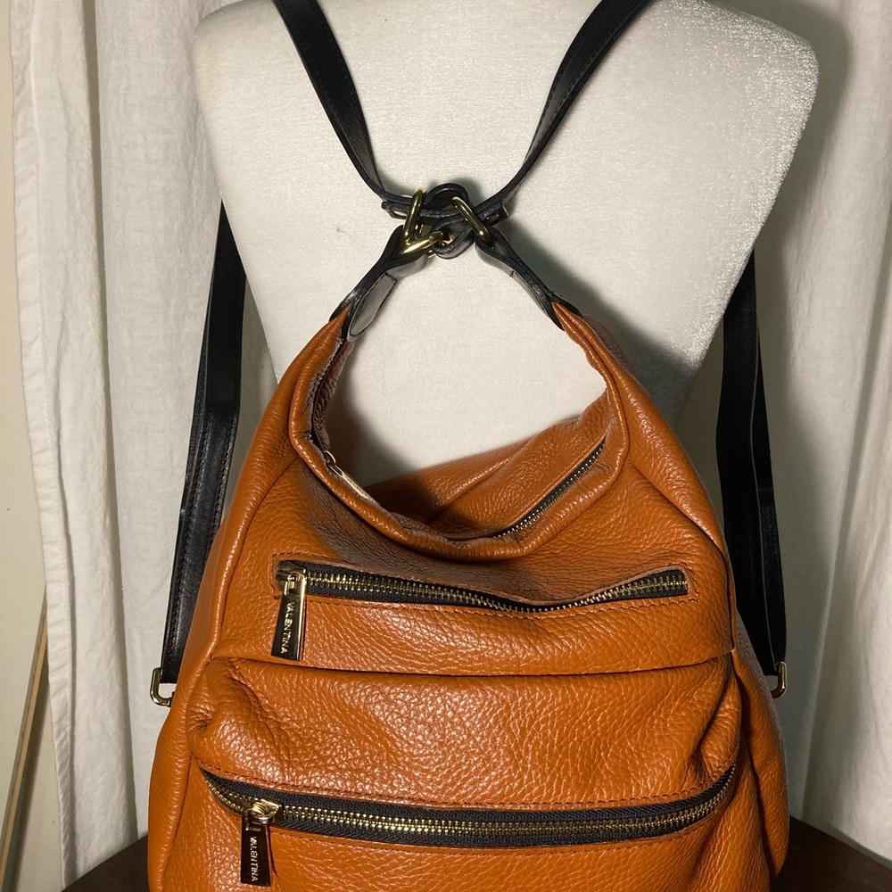 Valentina Italia peeble Leather backpack, Shoulder Bag - Picture 3 of 9